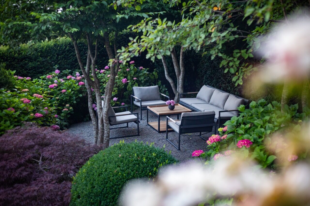 06 Lsla Carpinus Hydrangeagarten Design Tisch Pflanzen Holz Garten Gestaltung